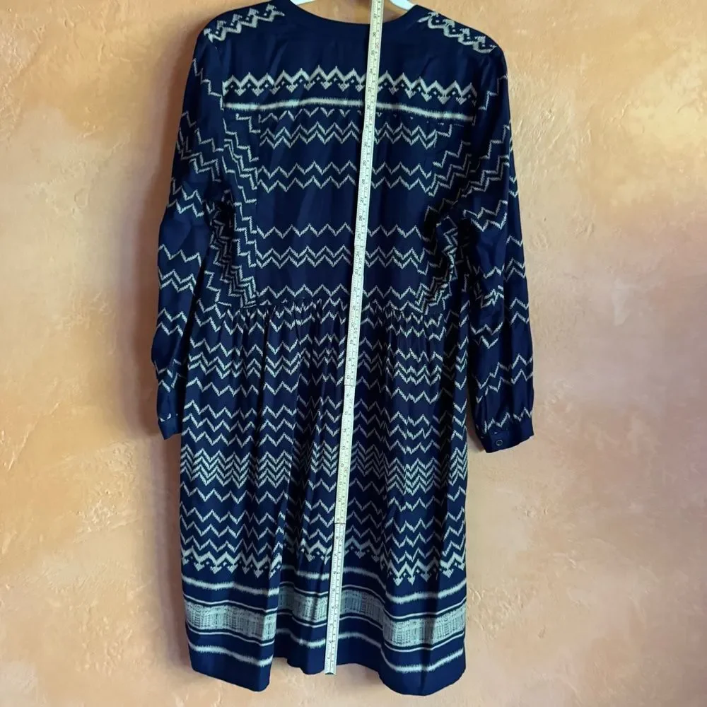 Holding Horses Anthropologie Chevron Dress Navy Boho Flowy Midi S